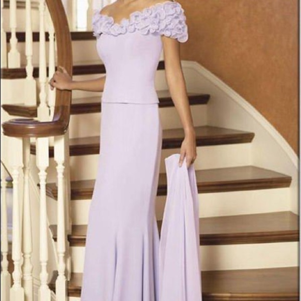 Daymor Couture Baby Pink Ruffle Flower Gown Mother of Bride Spring Formal Dress
